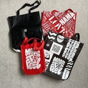 Lululemon Shopping Bags Reusable Recyclable Medium & Small Sizes Lot of 4